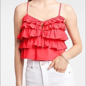 **Express Tiered Ruffle Cami - Tomato Red